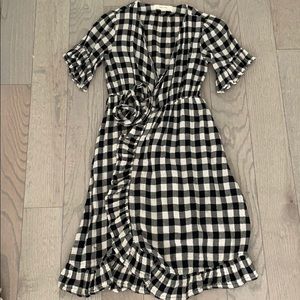 Anthropologie gingham wrap front dress